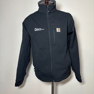 Carhartt Nylon Spandex Softshell Jacket Black Workwear with company embrory Sz M